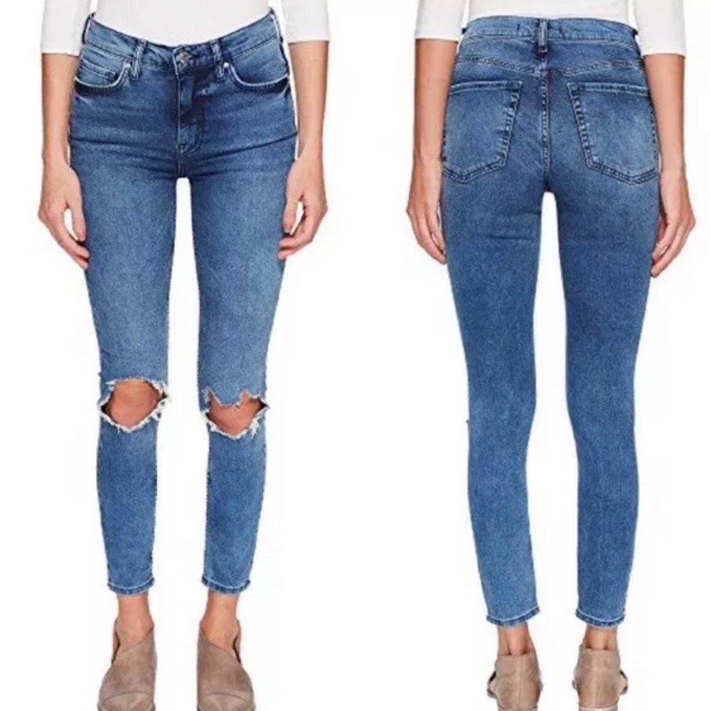 NWT Free People high waist turquoise jeans 25R